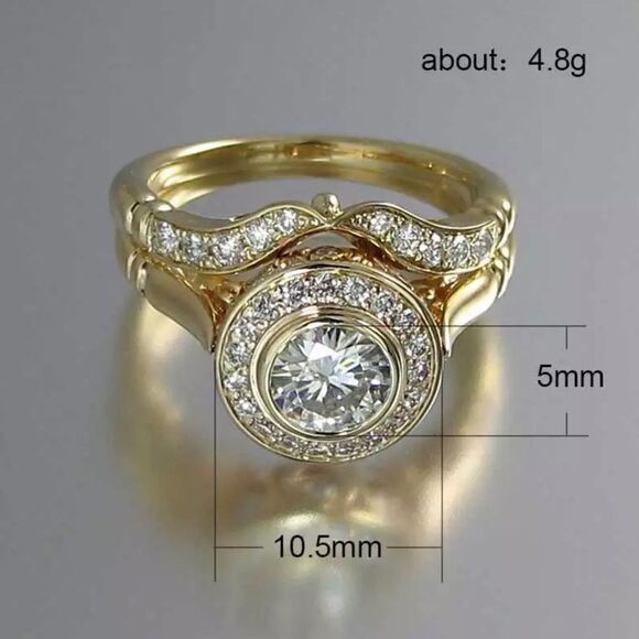 Engagement Ring Set New Gold 2PC Bridal Ring Set Wedding Ring Size 6, 7 8 - Picture 3 of 5